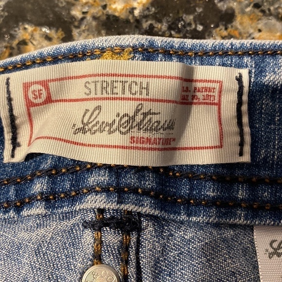 O womens Levi Strauss stretch solid blue denim capri dungarees size 16 - Picture 4 of 5